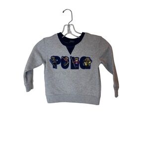 Polo Ralph Lauren Sweater Boys 4 Gray Crewneck Bear Embroidered Fleece Pullover‎